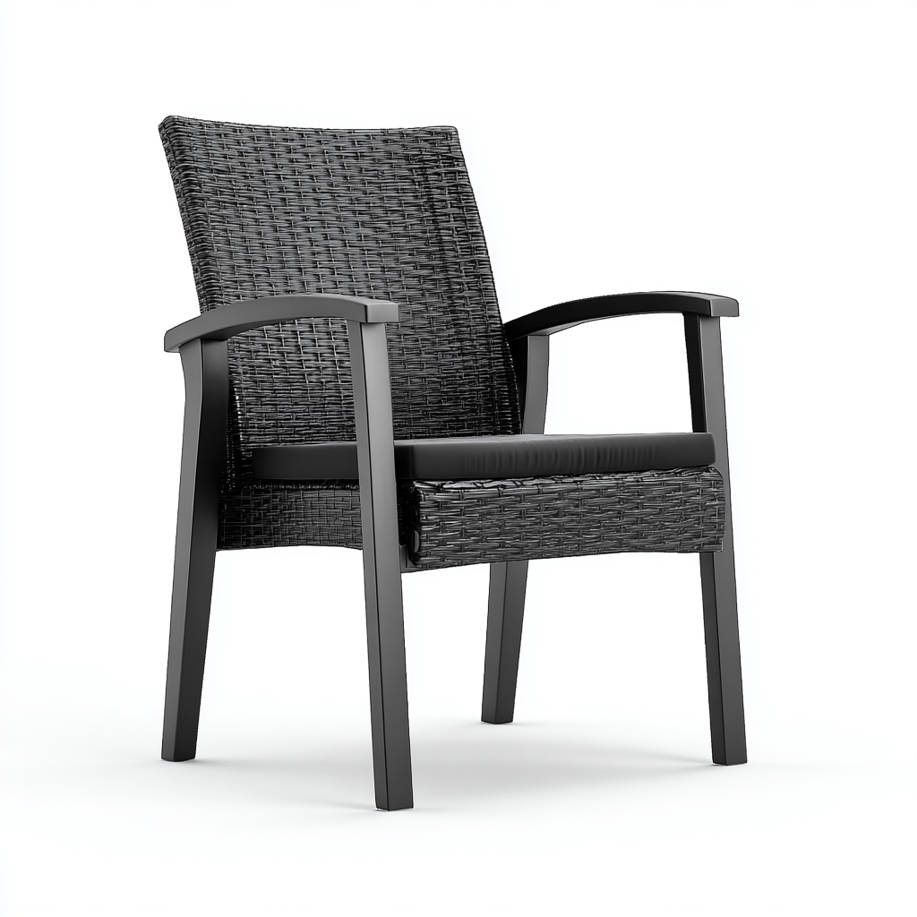 Sedia da giardino - rattan sintetico e metallo - 60x58x90 cm - nero - design moderno-Interiorza