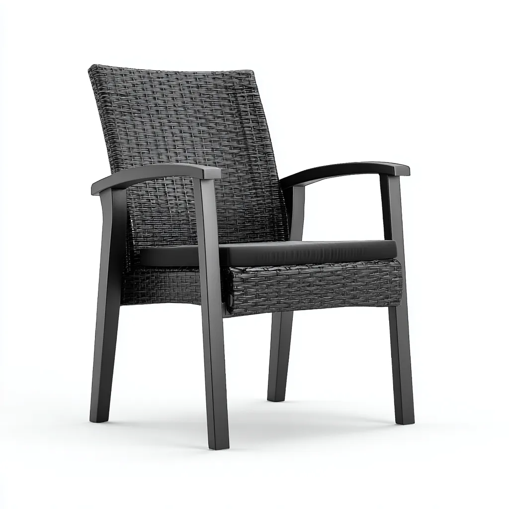 Sedia da giardino - rattan sintetico e metallo - 60x58x90 cm - nero - design moderno-Interiorza