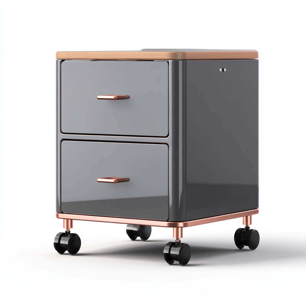 Armadio per ufficio - metallo - 42x40x62 cm - grigio-rame - stile moderno-Interiorza