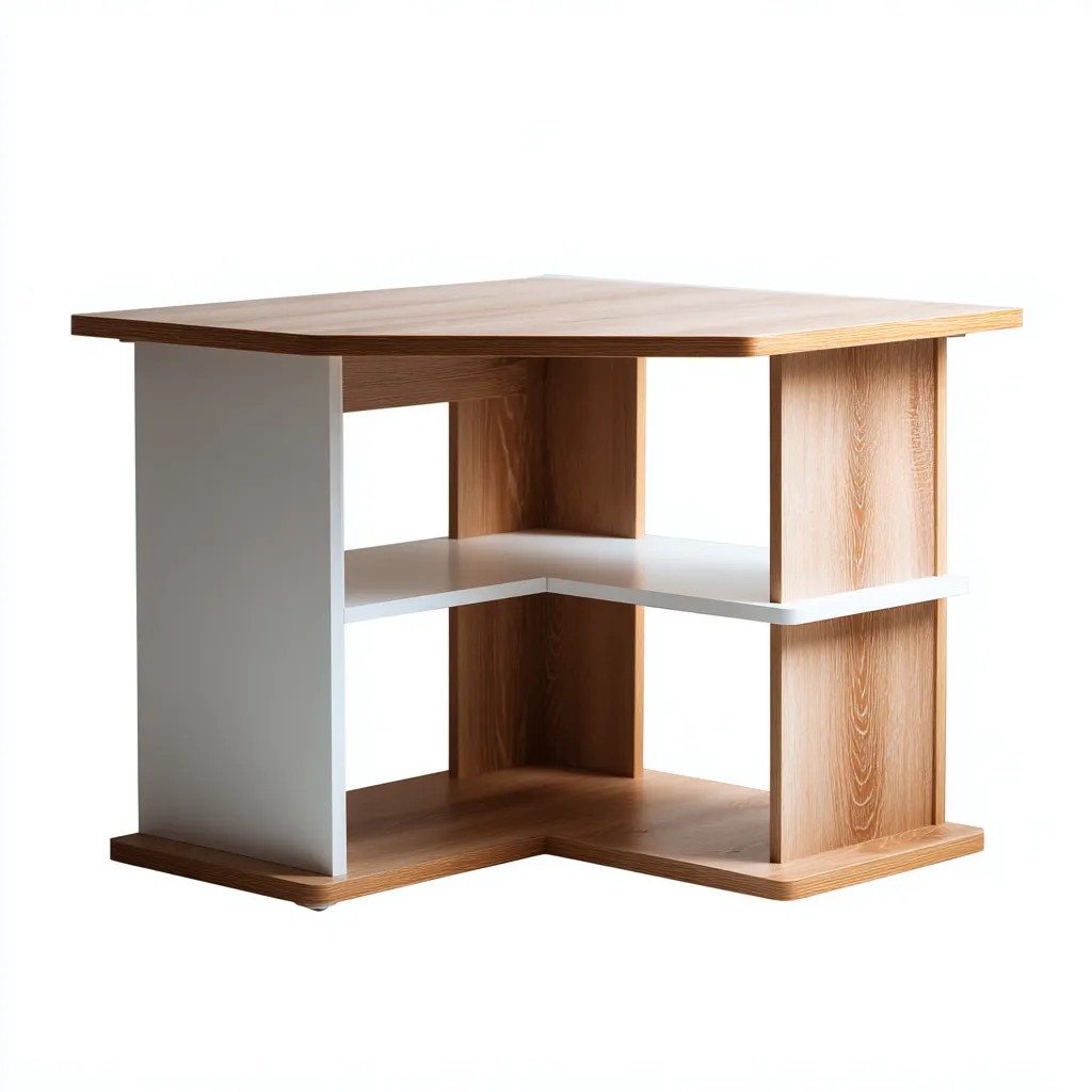 Scrivania angolare-legno-120x120x75 cm-rovere naturale-bianco-stile moderno minimalista-Interiorza