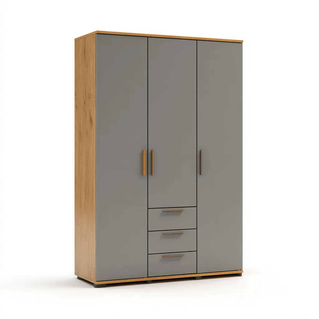 Armadio - legno-metallo - 120x55x190 cm - grigio - stile moderno-Interiorza