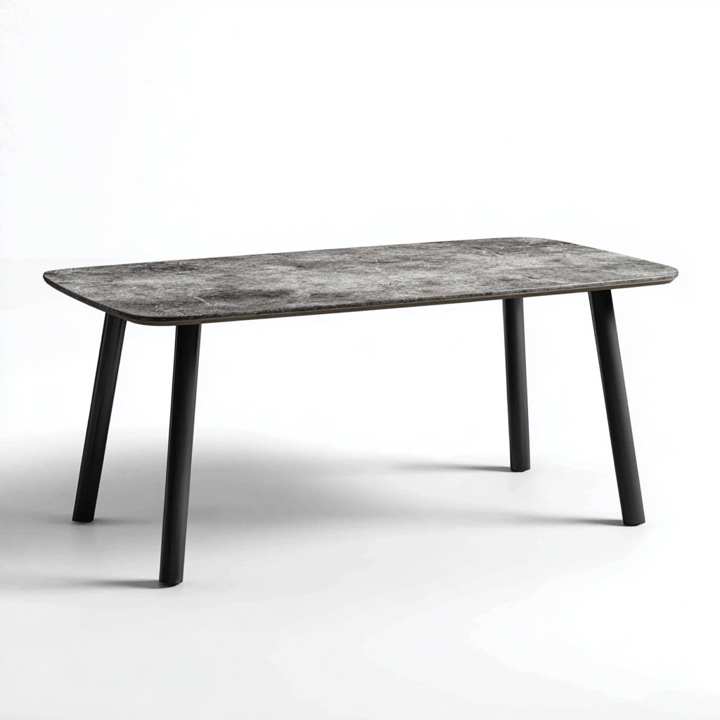 Tavolo da giardino in ceramica-metallo 160x80x75 cm - grigio - design contemporaneo-Interiorza