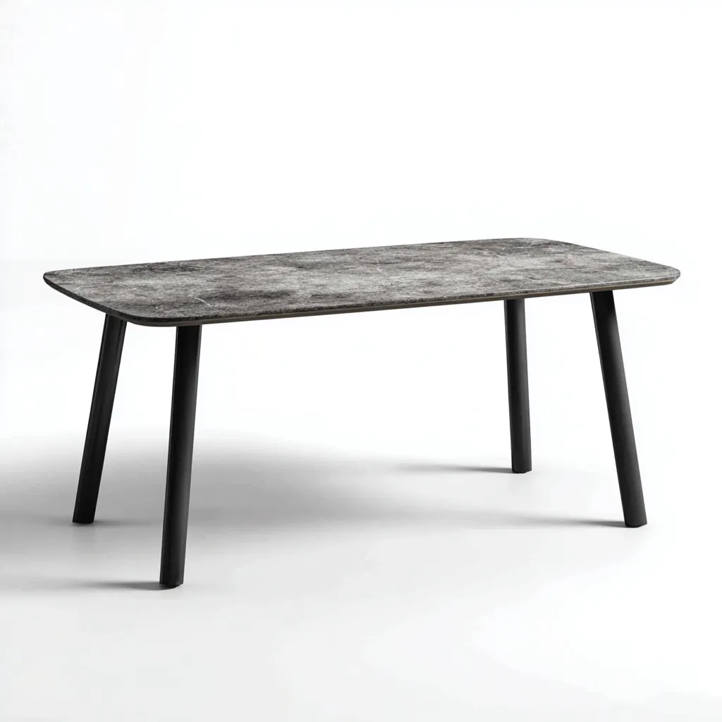 Tavolo da giardino in ceramica-metallo 160x80x75 cm - grigio - design contemporaneo-Interiorza