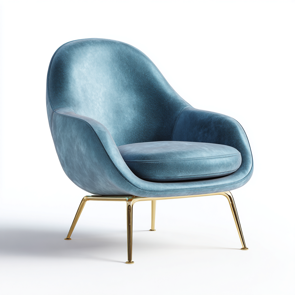 Poltrona-velluto-metallo-88x82x90 cm-blu-stile moderno-Interiorza