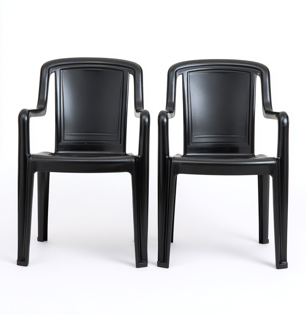 Sedia da giardino - plastica - 55x58x83 cm - nero - stile moderno impilabile-Interiorza