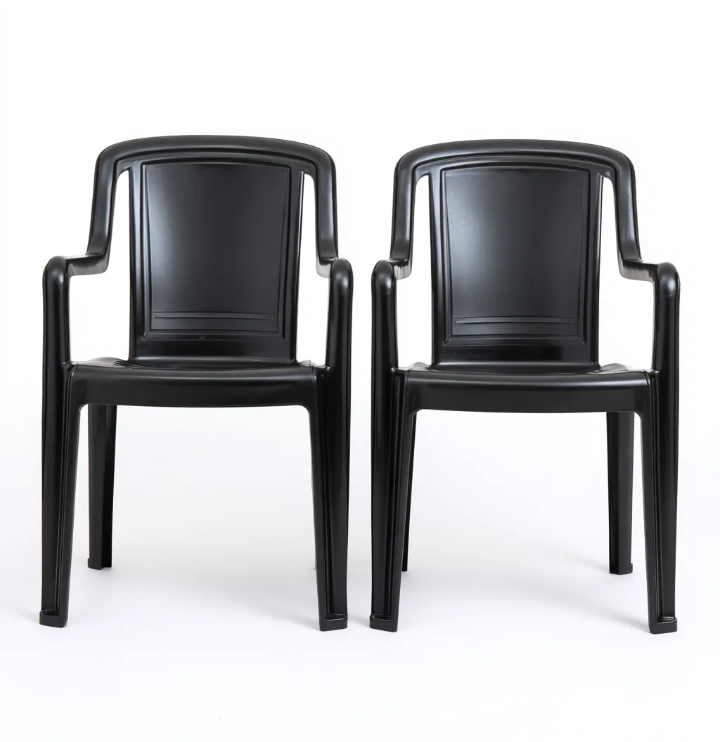 Sedia da giardino - plastica - 55x58x83 cm - nero - stile moderno impilabile-Interiorza