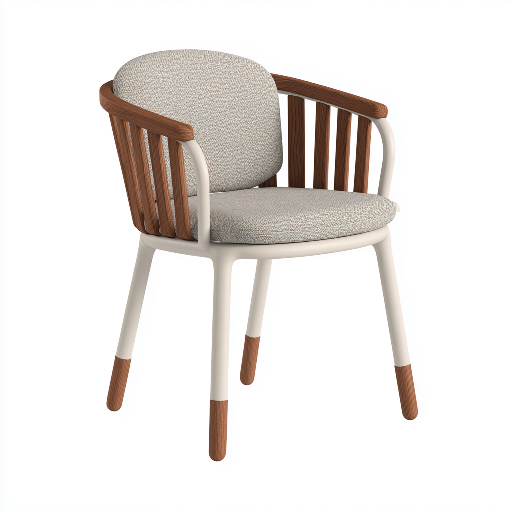 Sedia da giardino in legno-plastica 57x61x83 cm - marrone-beige - stile moderno-Interiorza