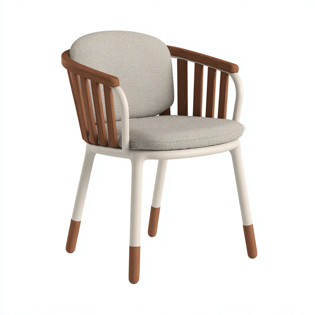 Sedia da giardino in legno-plastica 57x61x83 cm - marrone-beige - stile moderno-Interiorza