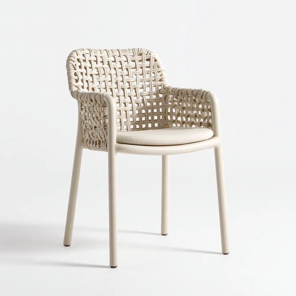 Sedia da giardino in plastica-rattan 55x58x84 cm - beige - stile moderno-Interiorza