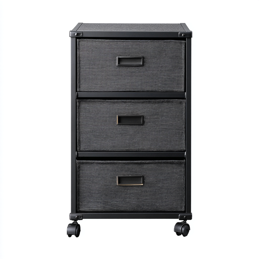Armadio per ufficio - metallo-tessuto - 40x30x65 cm - nero - stile moderno-Interiorza
