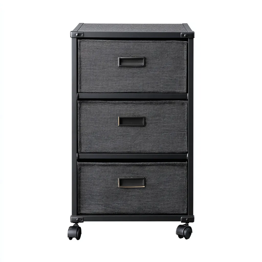Armadio per ufficio - metallo-tessuto - 40x30x65 cm - nero - stile moderno-Interiorza