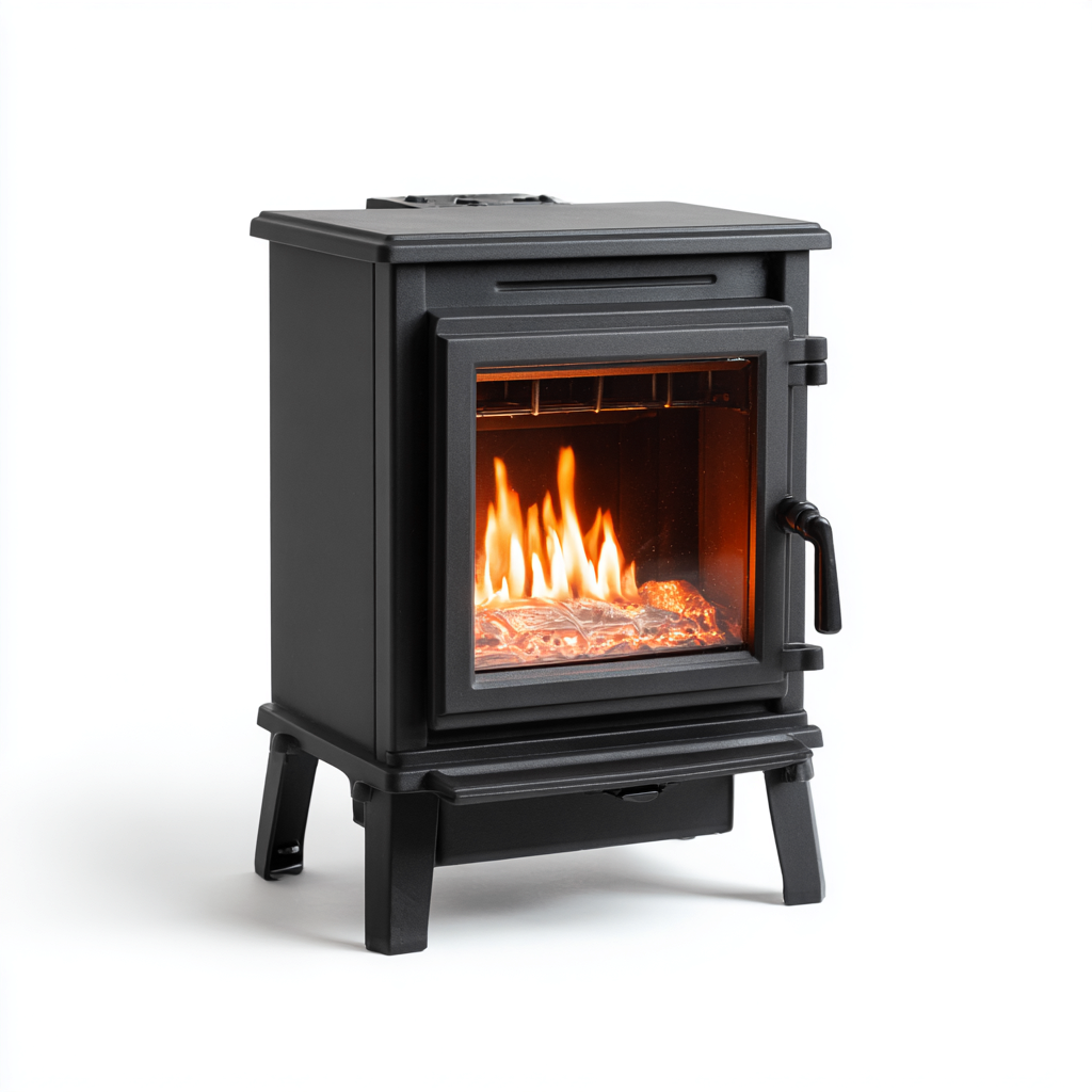 Camino elettrico in metallo 48x38x63 cm nero - Design compatto con effetto fiamma realistica-Interiorza