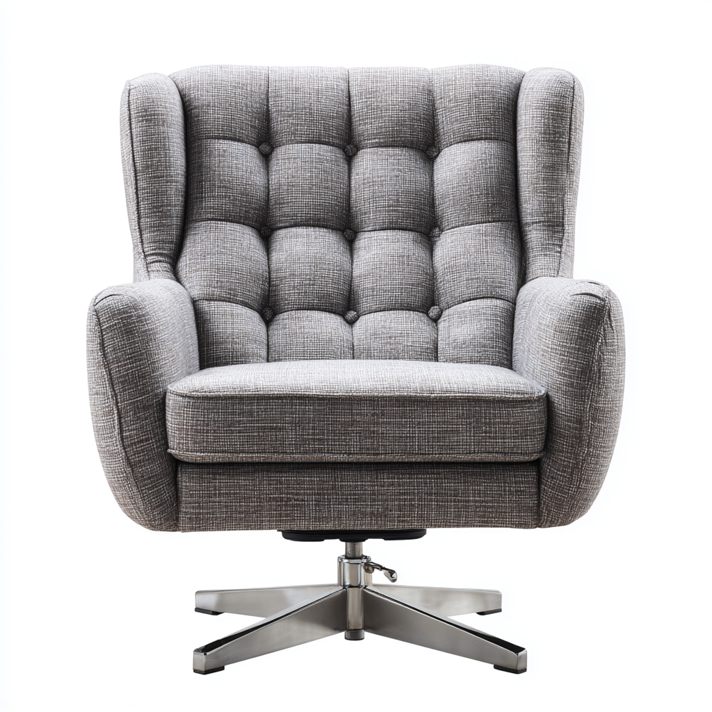 Poltrona-metallo-tessuto-82x78x96 cm-grigio-stile moderno girevole-Interiorza