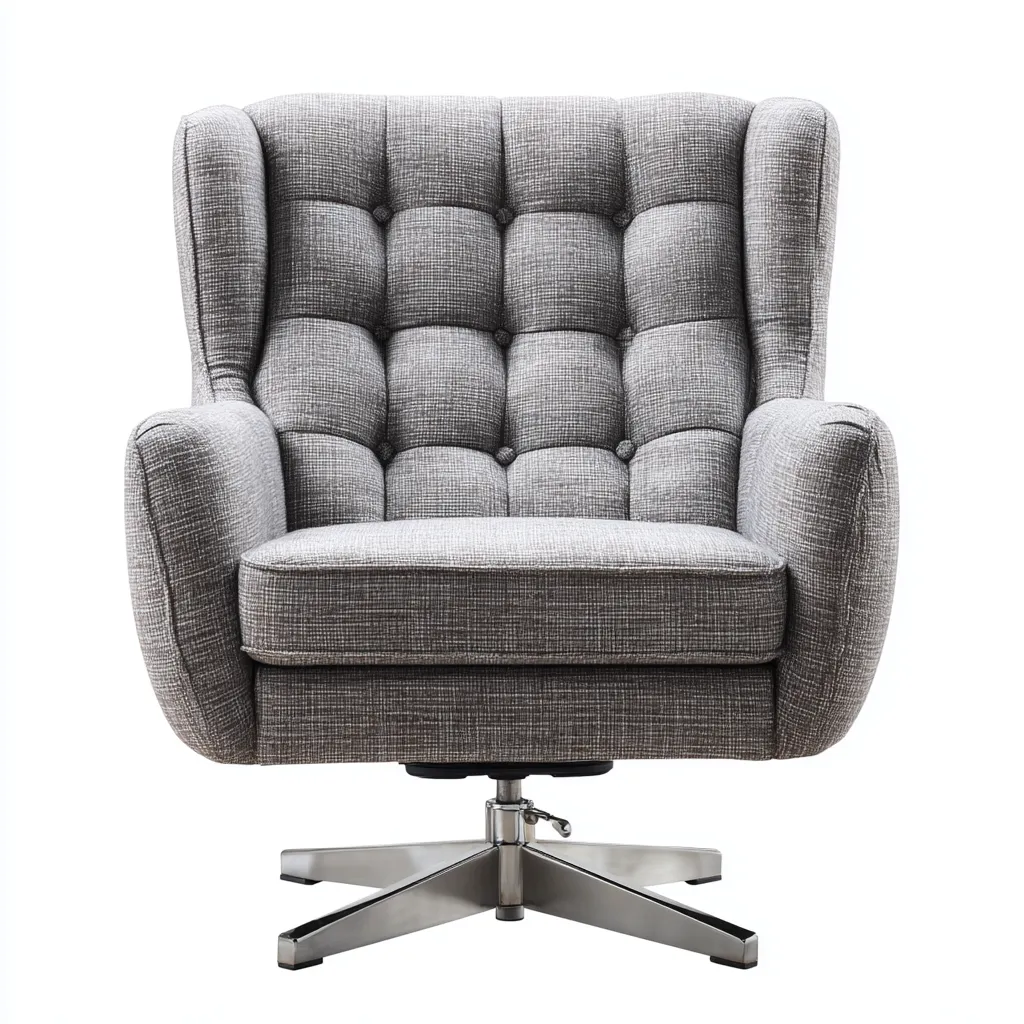 Poltrona-metallo-tessuto-82x78x96 cm-grigio-stile moderno girevole-Interiorza