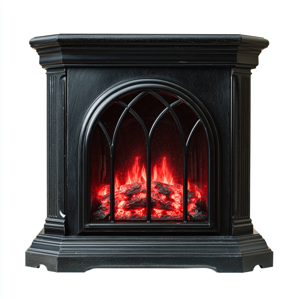 Camino elettrico da pavimento - metallo - 60x30x70 cm - nero - stile classico-Interiorza