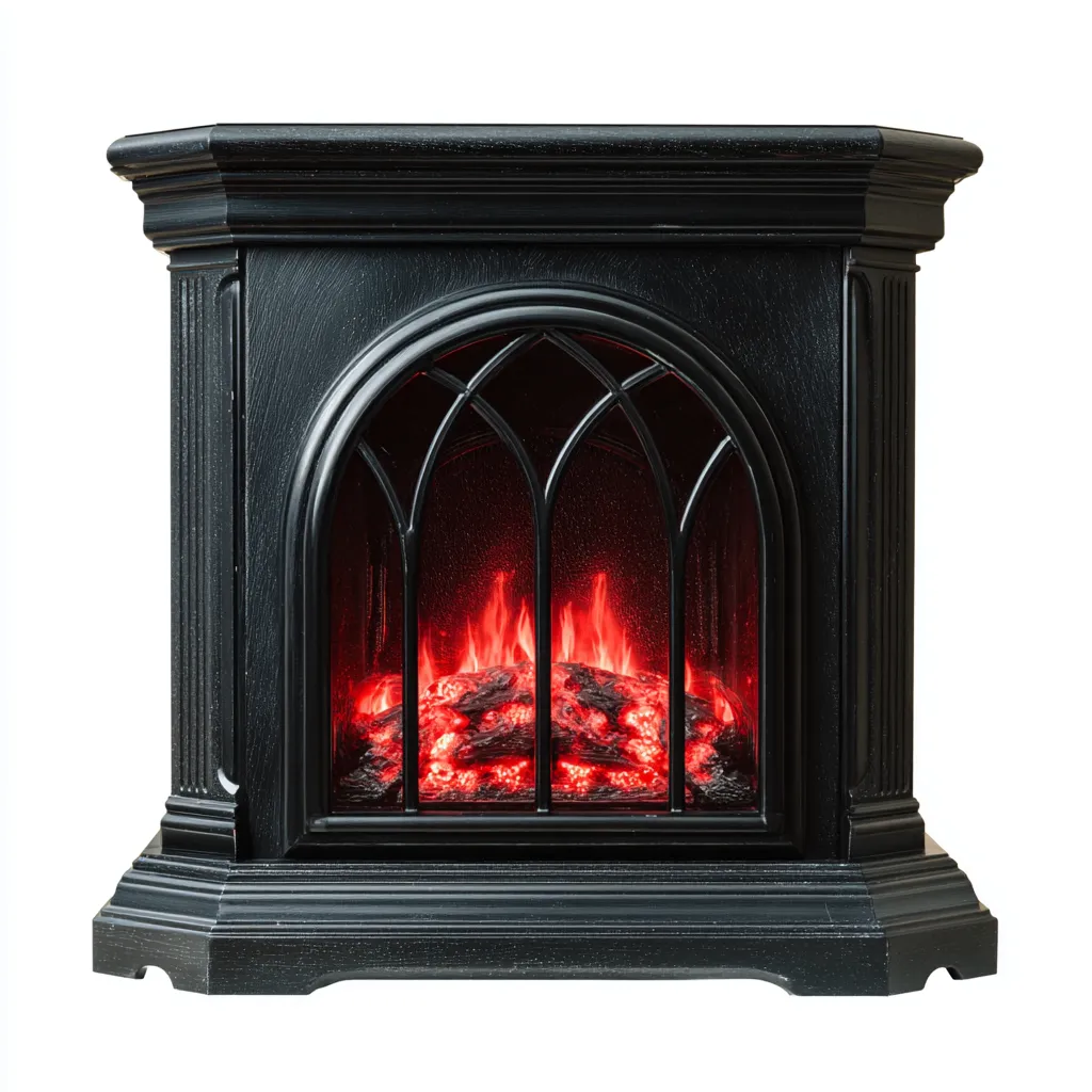 Camino elettrico da pavimento - metallo - 60x30x70 cm - nero - stile classico-Interiorza