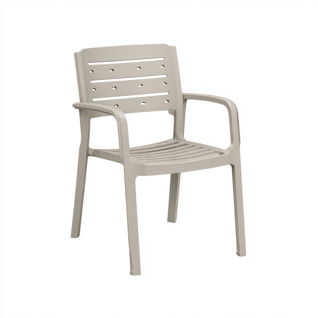 Sedia da giardino in plastica 57x60x86 cm - beige - stile moderno-Interiorza