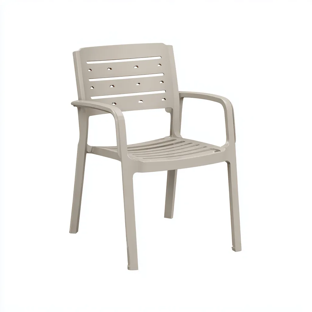 Sedia da giardino in plastica 57x60x86 cm - beige - stile moderno-Interiorza