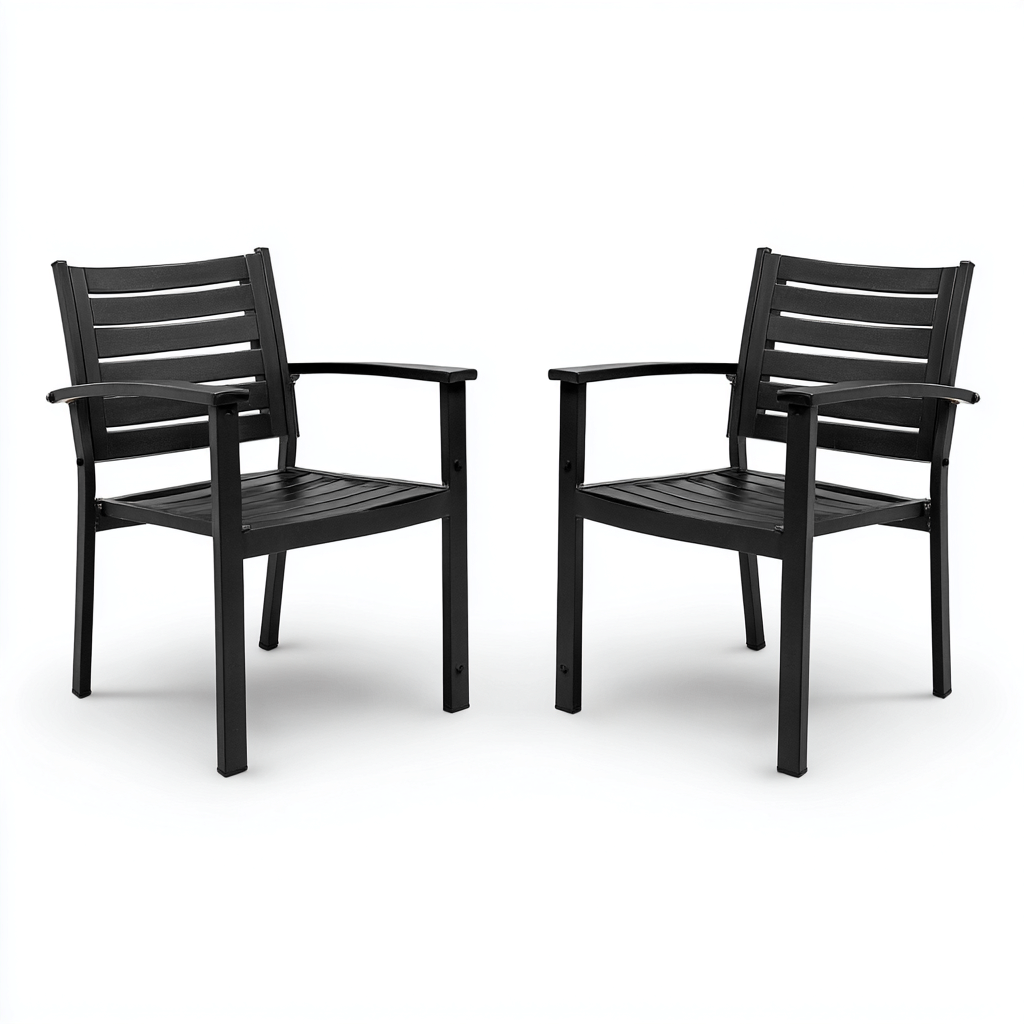 Sedia da giardino - metallo - 56x60x88 cm - nero - stile moderno con braccioli-Interiorza