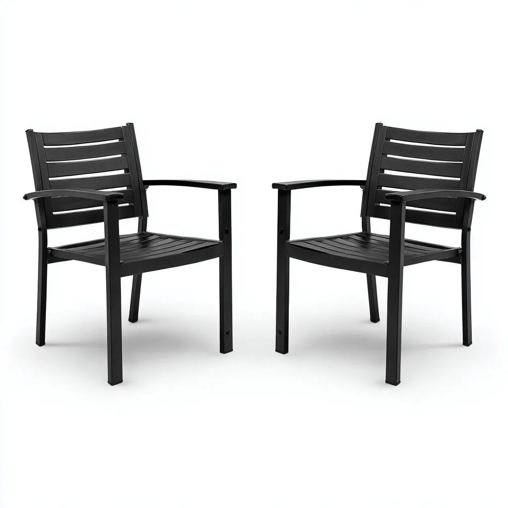 Sedia da giardino - metallo - 56x60x88 cm - nero - stile moderno con braccioli-Interiorza