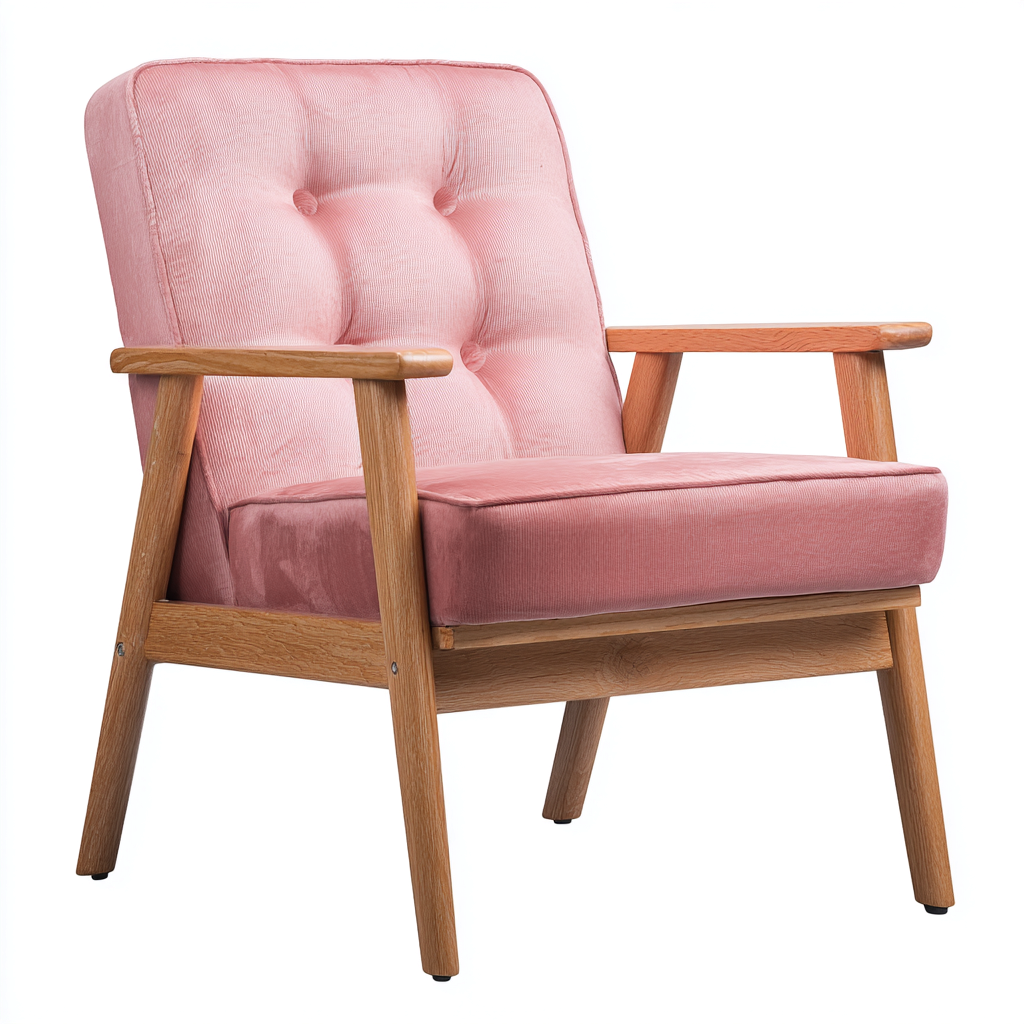Poltrona-legno-tessuto-68x72x82 cm-rosa-design nordico-Interiorza