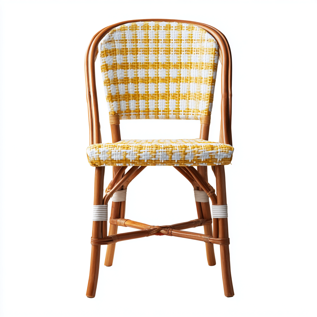 Sedia da giardino in rattan-plastica 47x55x89 cm - giallo-bianco - stile mediterraneo-Interiorza