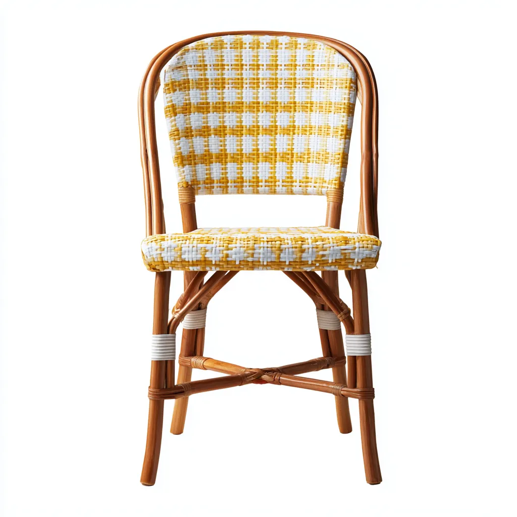 Sedia da giardino in rattan-plastica 47x55x89 cm - giallo-bianco - stile mediterraneo-Interiorza