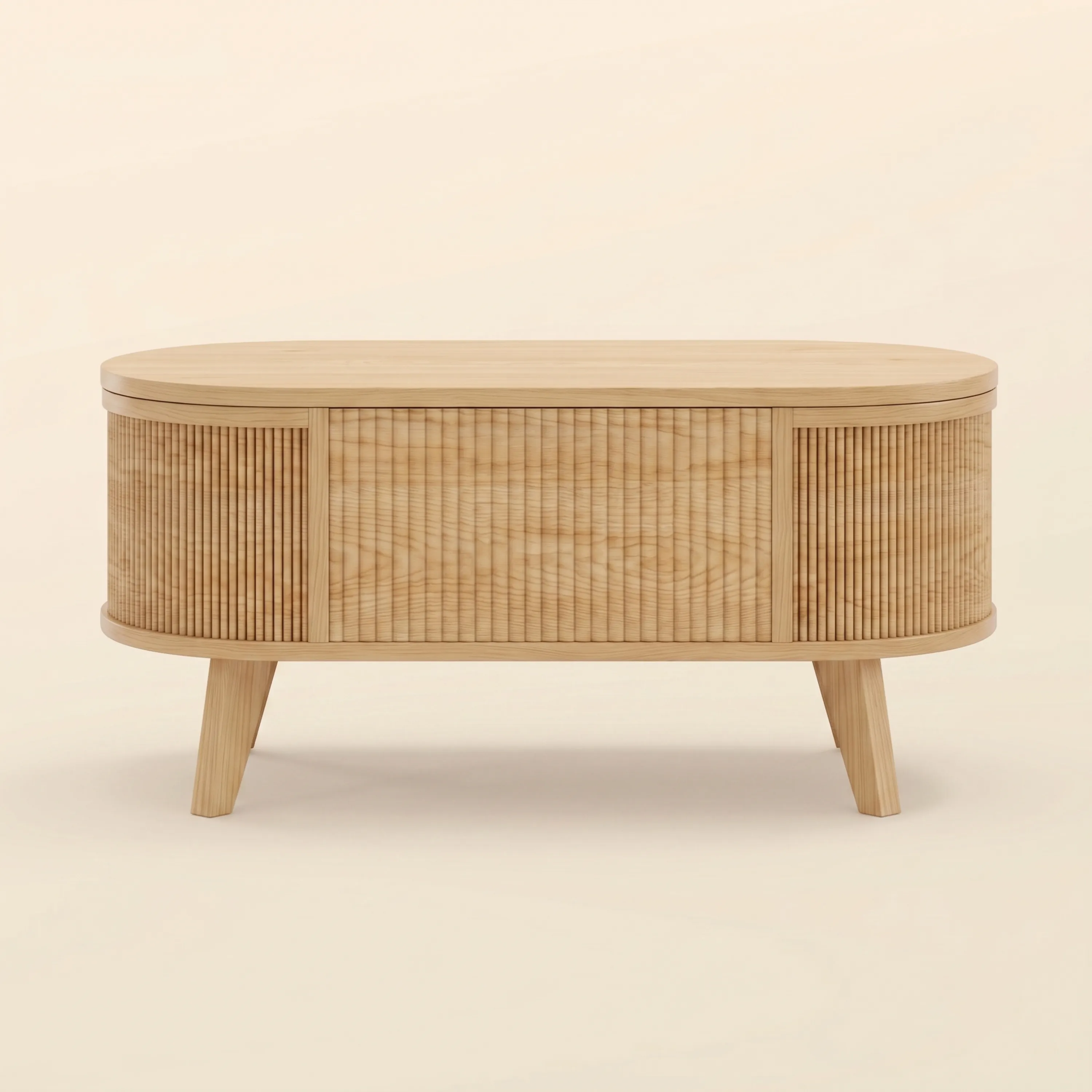 LUPUK Fluted Lift Top Coffee Table, Storage Center Table with Walnut Finish