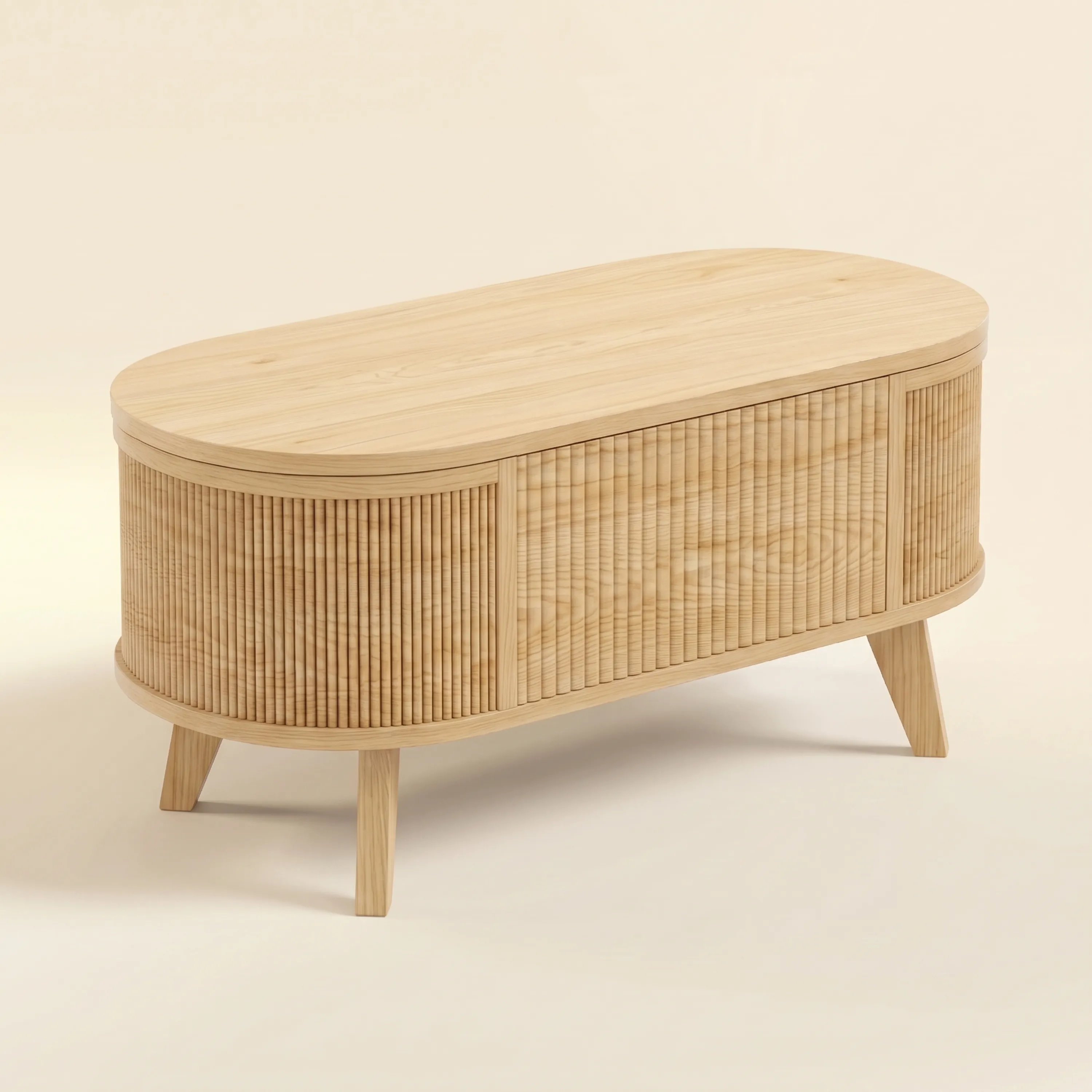 LUPUK Fluted Lift Top Coffee Table, Storage Center Table with Walnut Finish