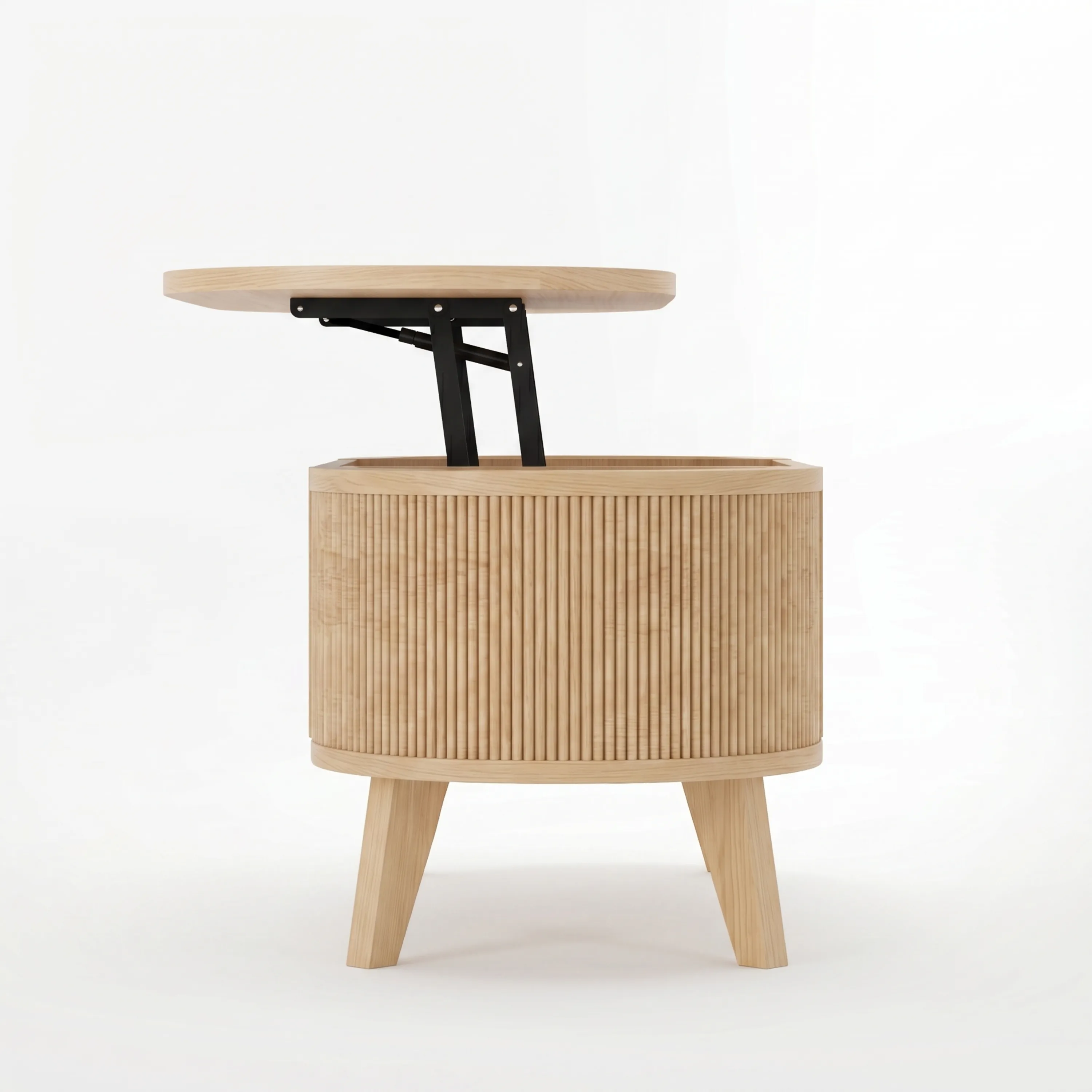 LUPUK Fluted Lift Top Coffee Table, Storage Center Table with Walnut Finish