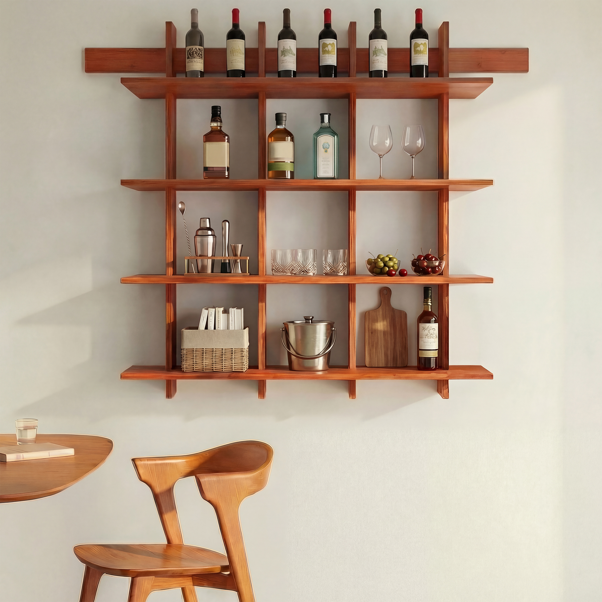 LUPUK 4-Tier Bamboo Wall Shelf, Heavy Duty Floating Bookshelf Storage Organizer