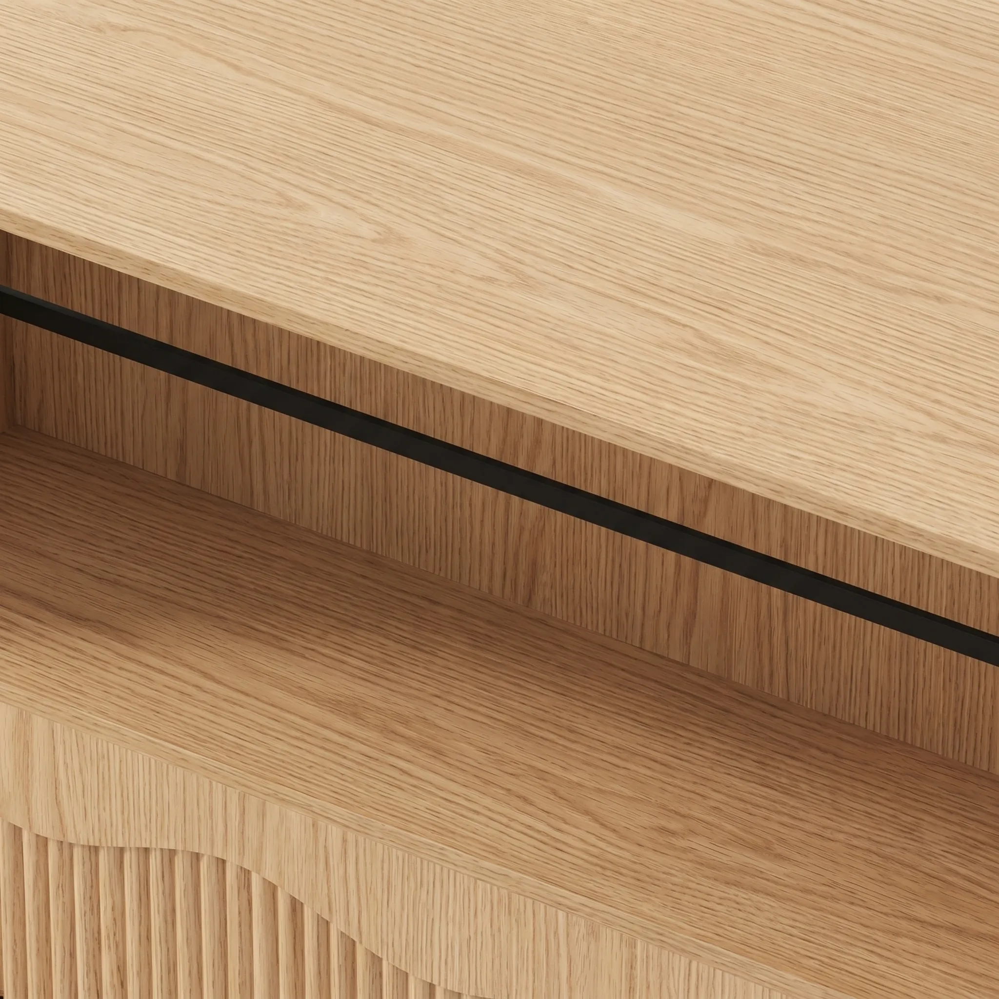 LUPUK Scalloped Lift Top Coffee Table with Hidden Storage