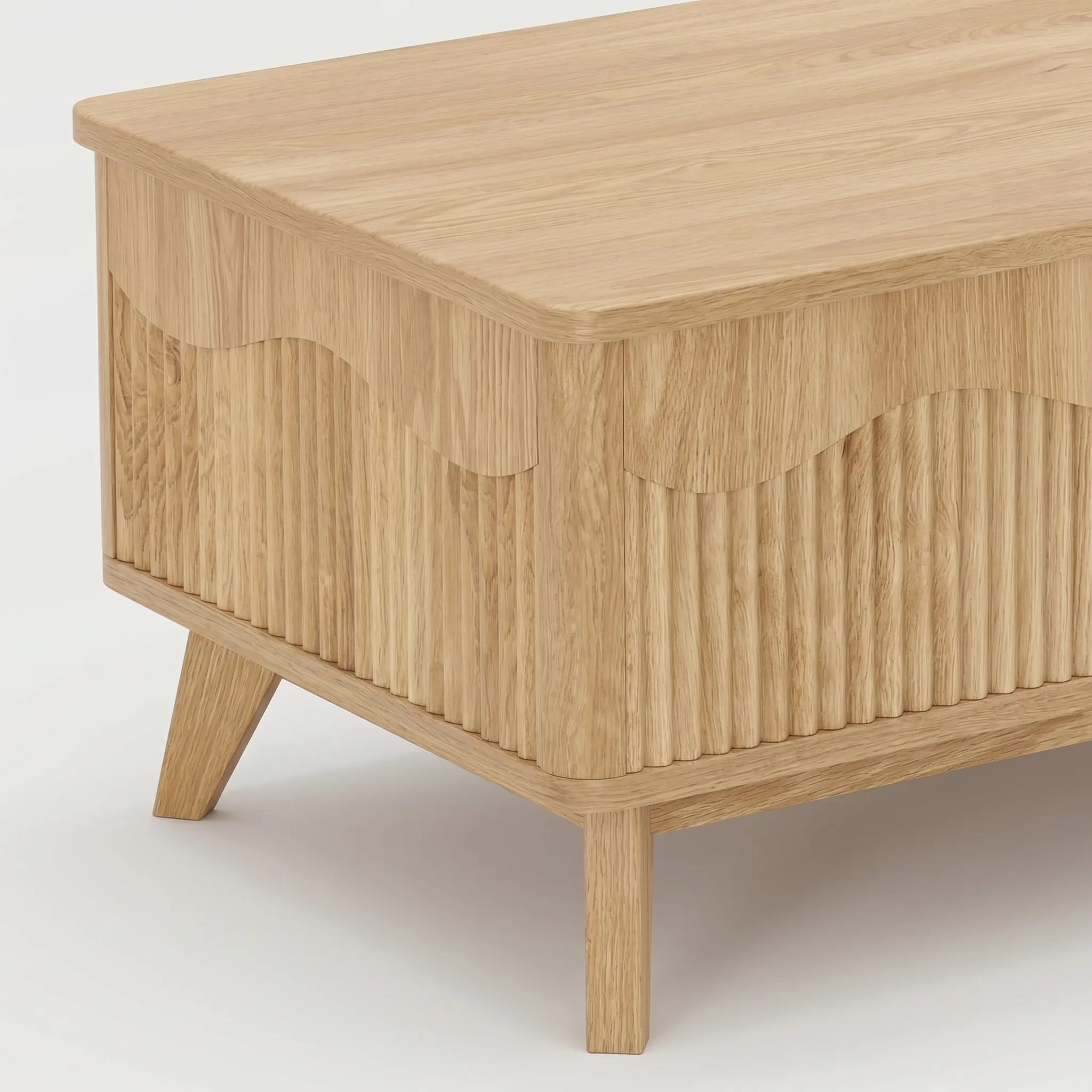 LUPUK Scalloped Lift Top Coffee Table with Hidden Storage