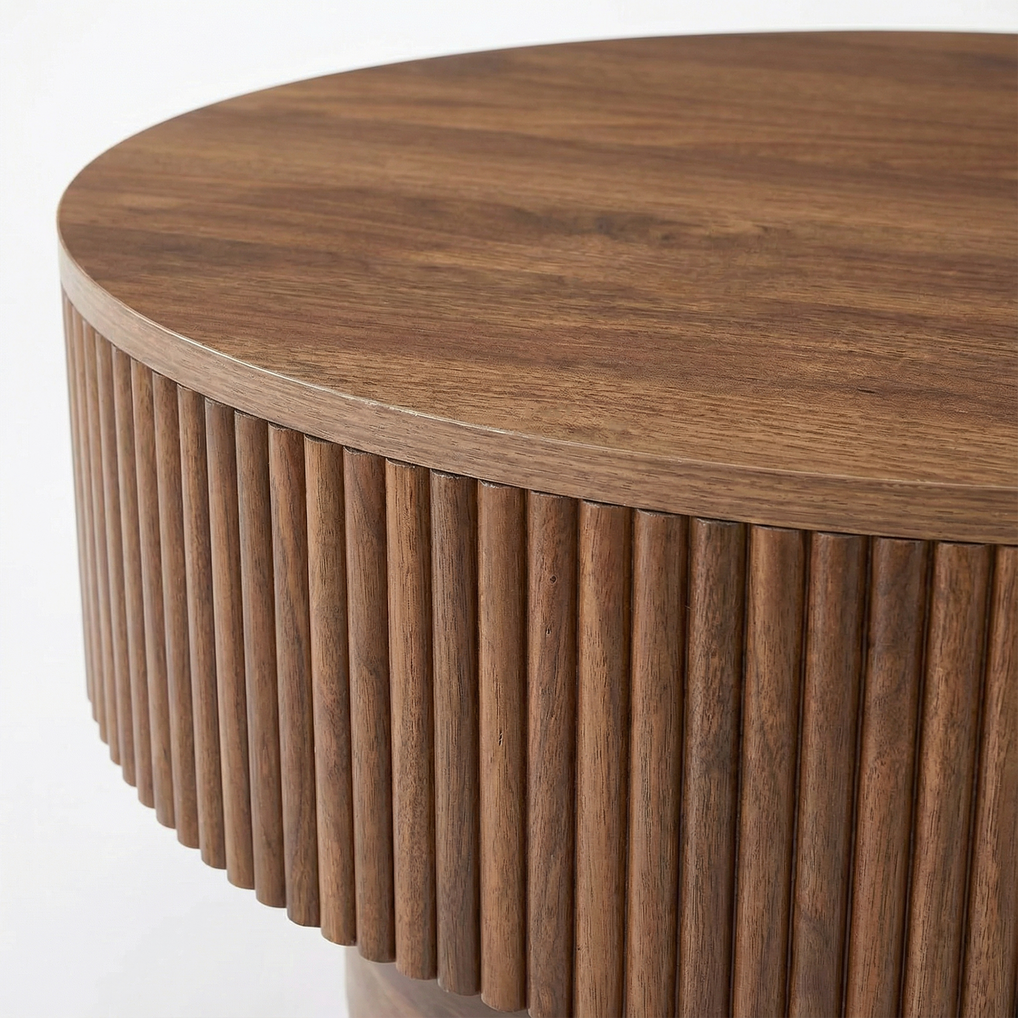 Coffee Table with Hidden Storage, 31.5 Inch Wide Modern Coffee Table, Center Table with Fluted Veneered