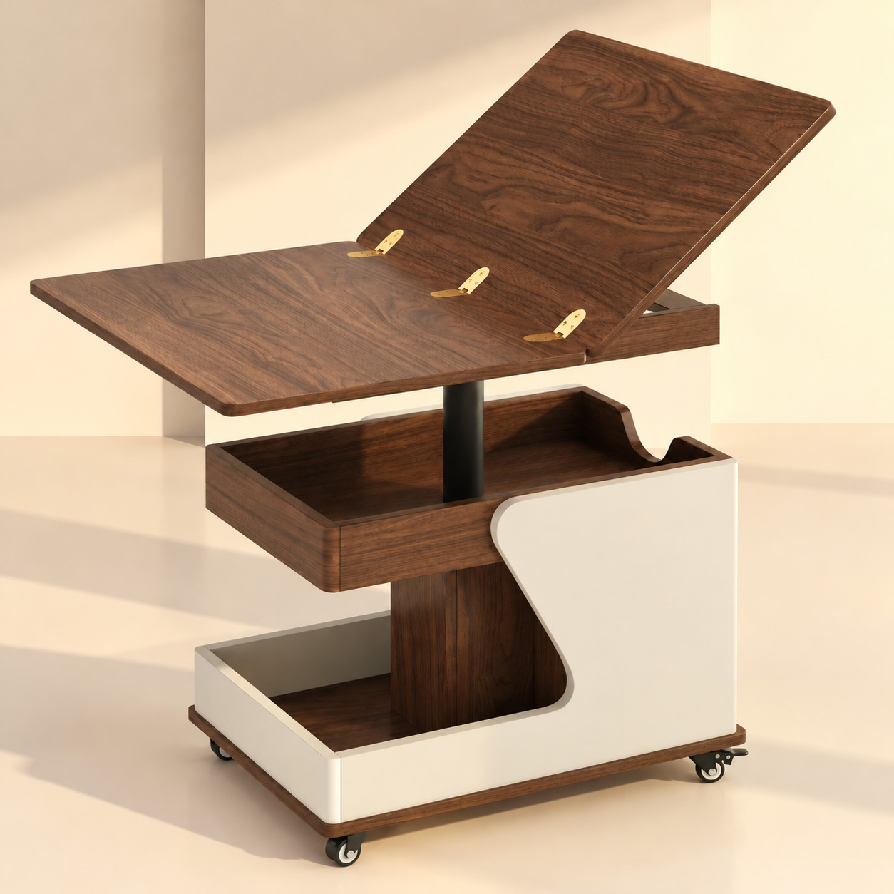 LUPUK Mobile Lift-Top Coffee Table with Expandable Tabletop