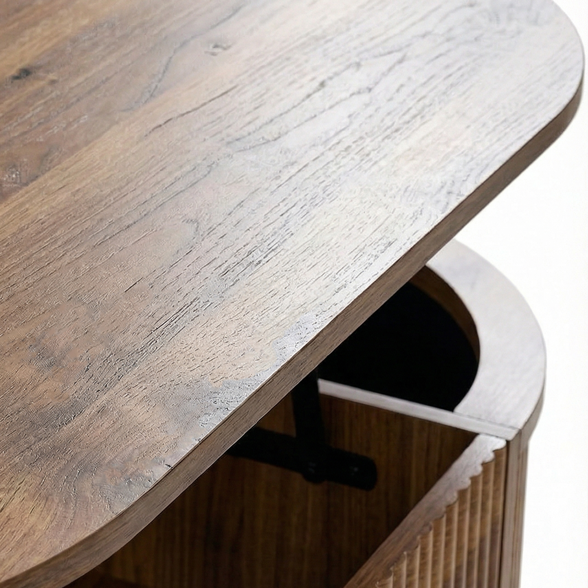 Fluted Lift Top Coffee Table with Storage for Living Room or Home Office