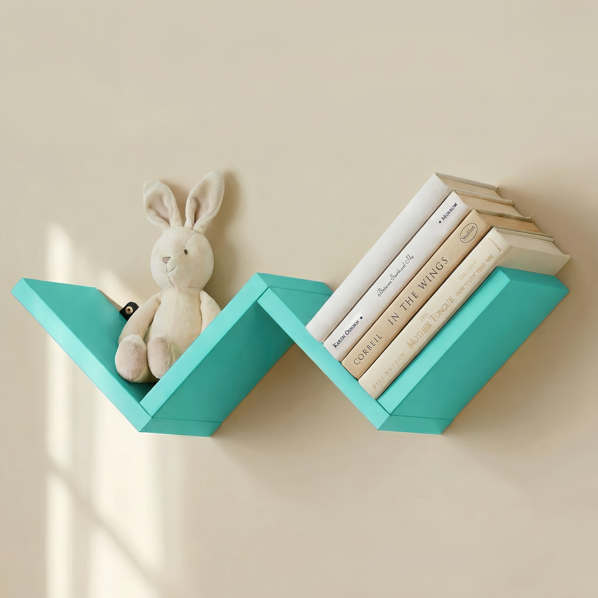 LUPUK DIY Modular W-Shape Wall Shelf，Set of 4 Wall Mounted Shelves