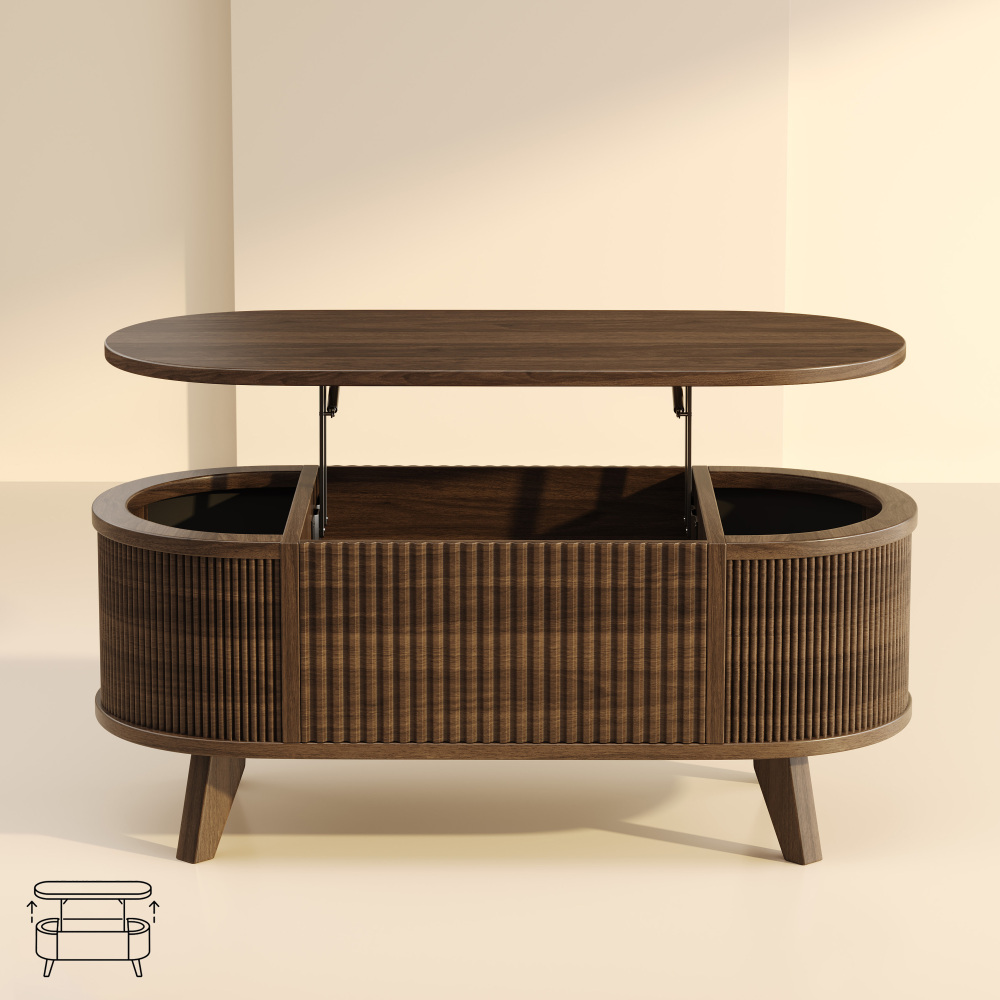 LUPUK Oval Lift Coffee Table with Storage
