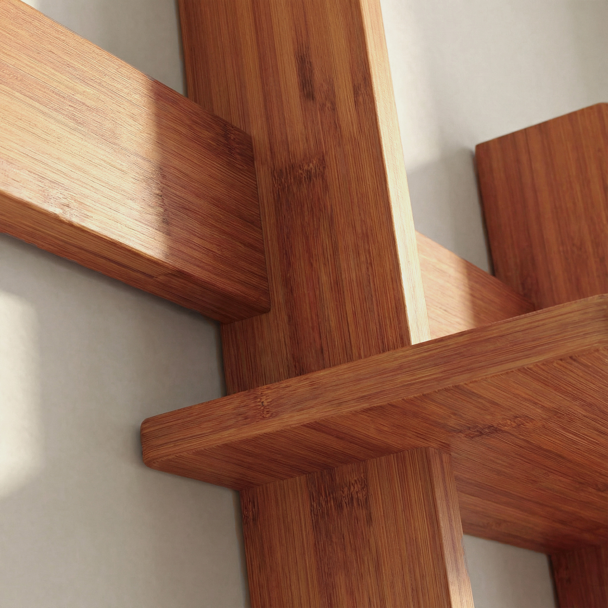 LUPUK 4-Tier Bamboo Wall Shelf – Rustic Farmhouse Floating Bookshelf for Living Room, Kitchen & Coffee Bar Storage