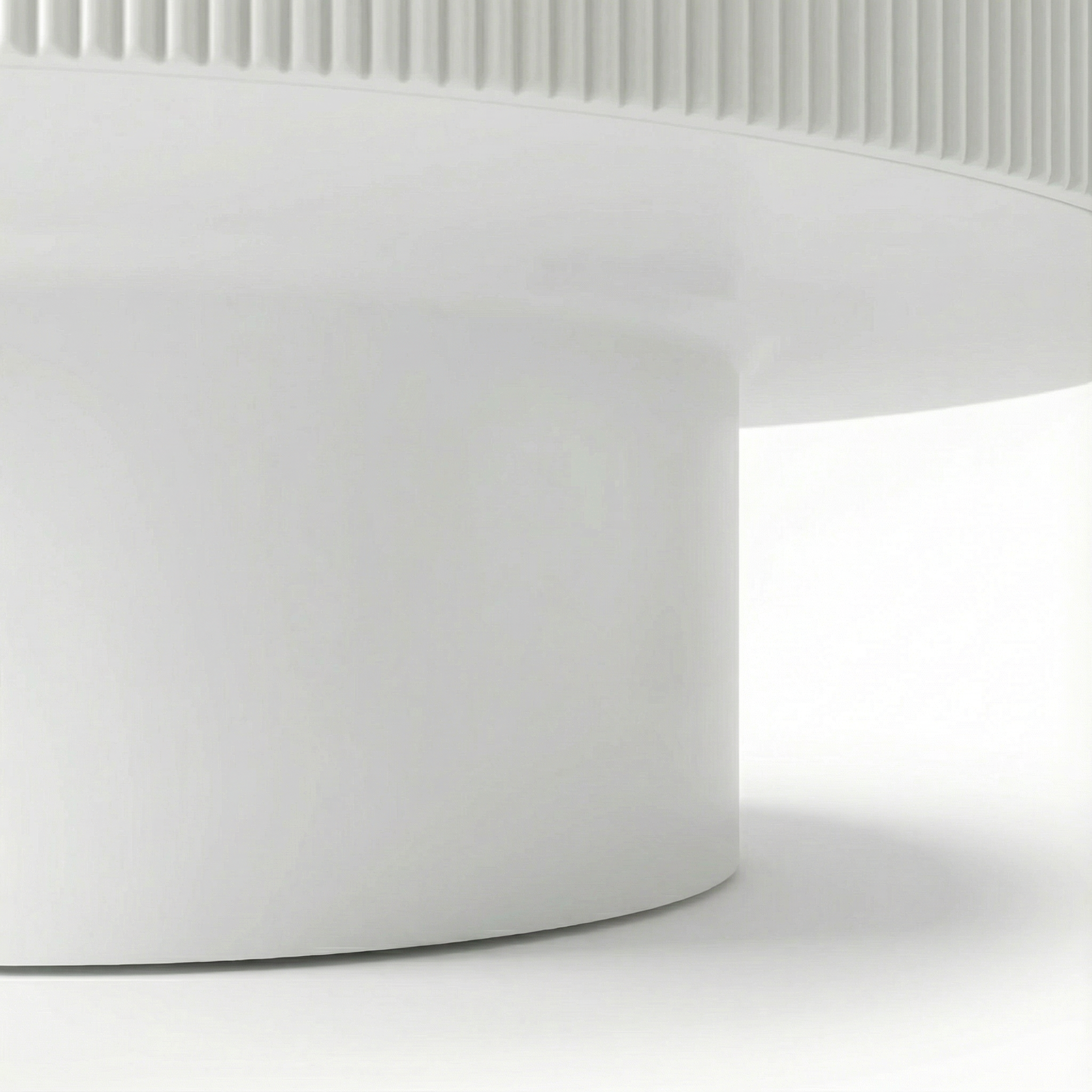 Modern Round Coffee Table with Sturdy Base, Wood Sofa Center Tables for Living Room-White