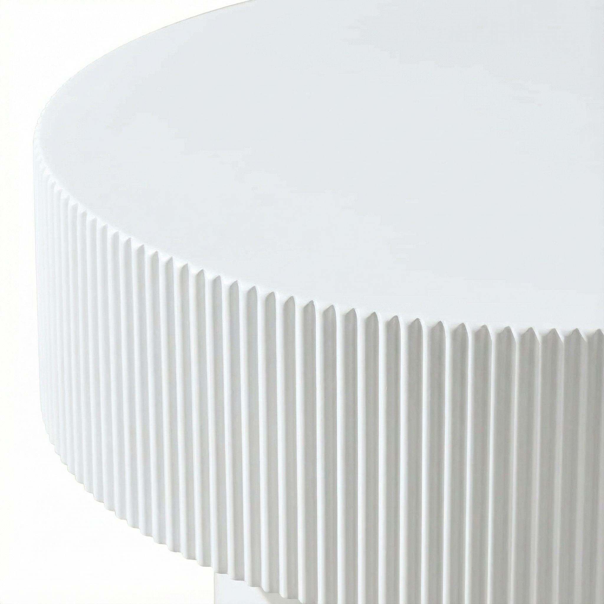 Modern Round Coffee Table with Sturdy Base, Wood Sofa Center Tables for Living Room-White