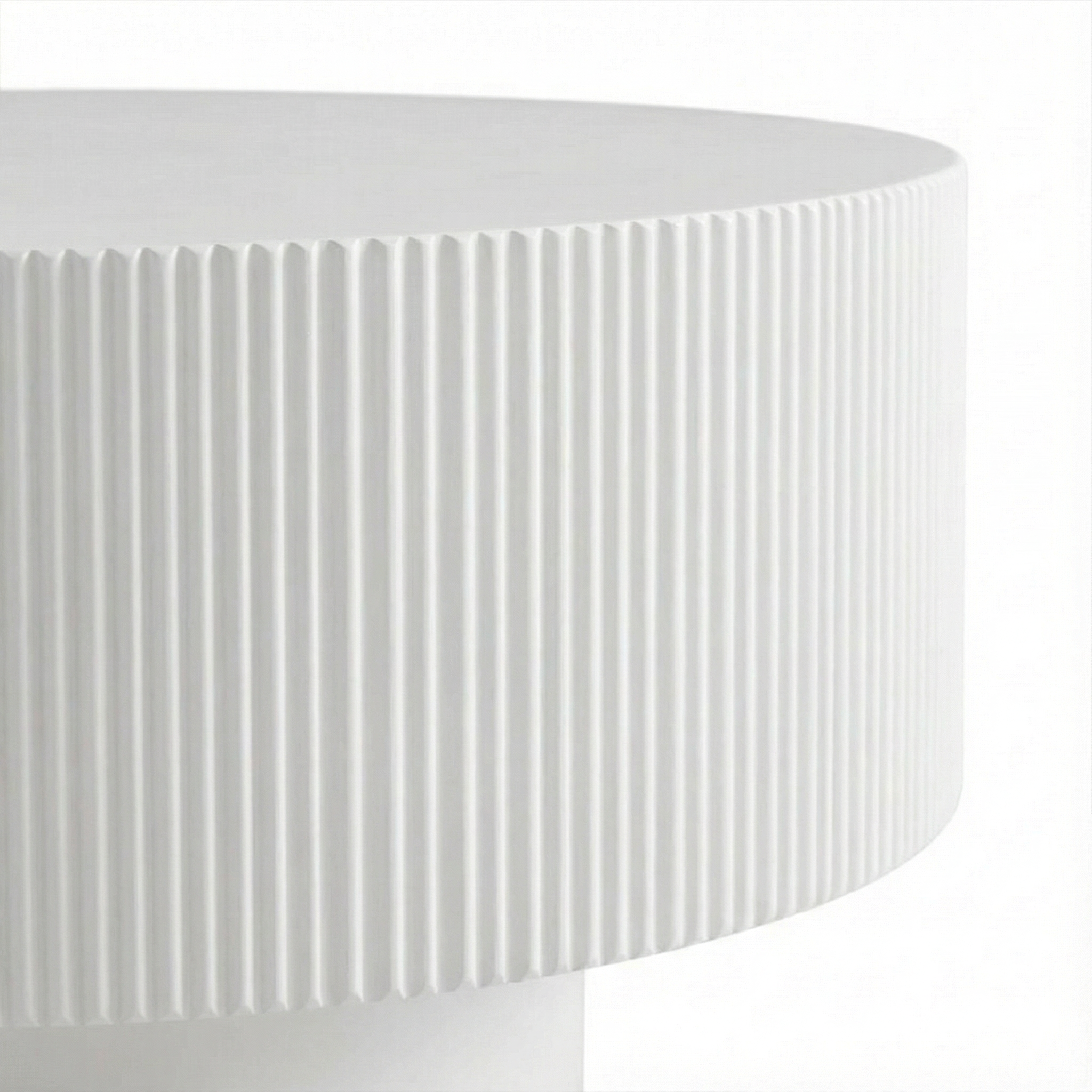 Modern Round Coffee Table with Sturdy Base, Wood Sofa Center Tables for Living Room-White