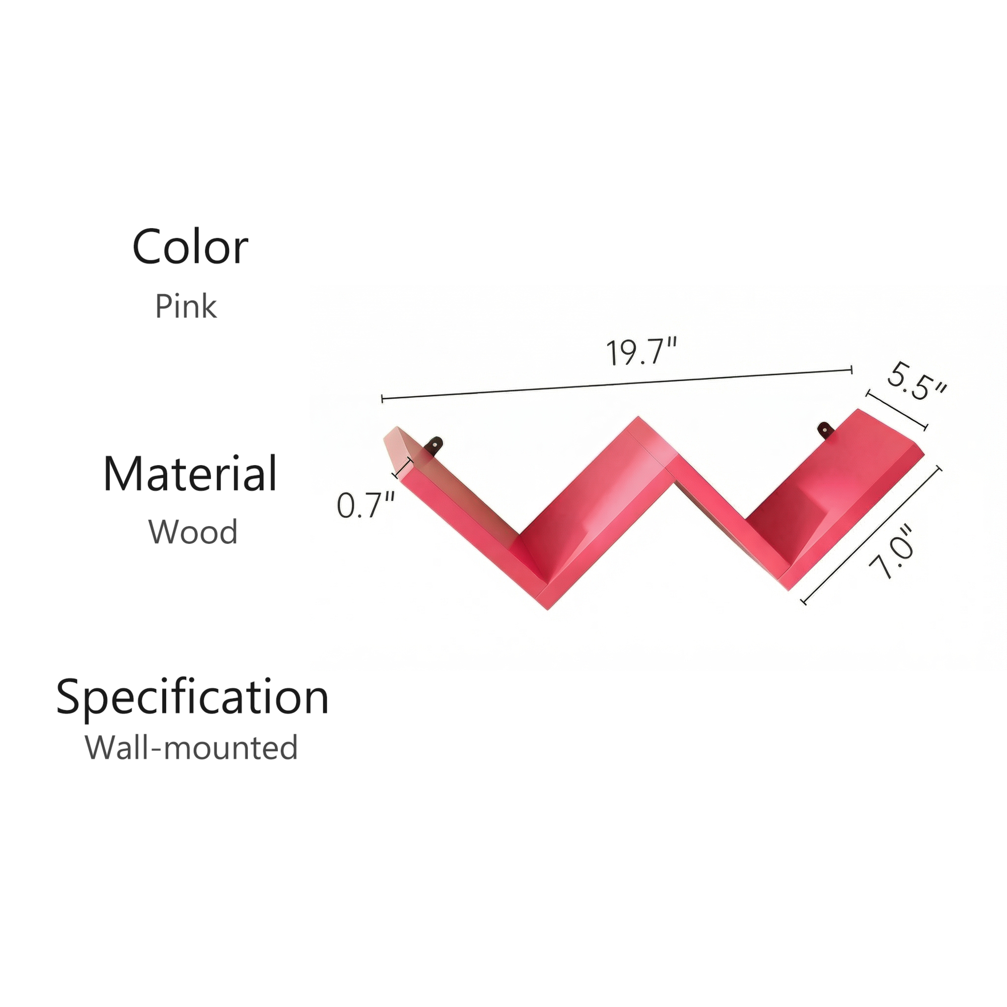 LUPUK DIY Modular W-Shape Wall Shelf (pink)，Set of 4 Wall Mounted Shelves