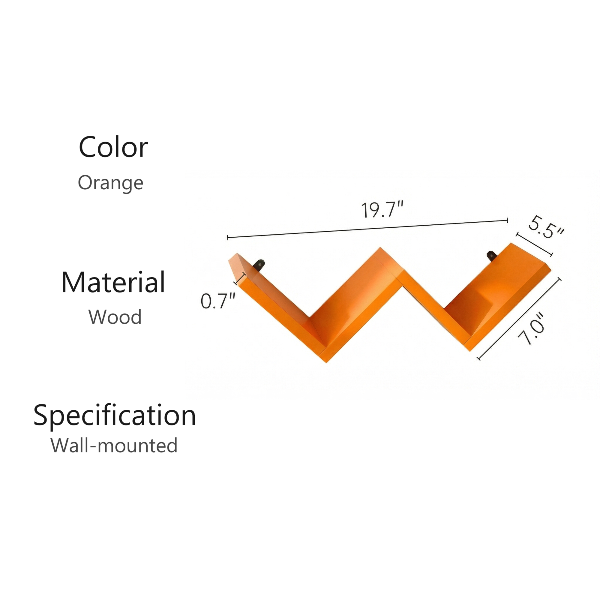 LUPUK DIY Modular W-Shape Wall Shelf (orange)，Set of 4 Wall Mounted Shelves