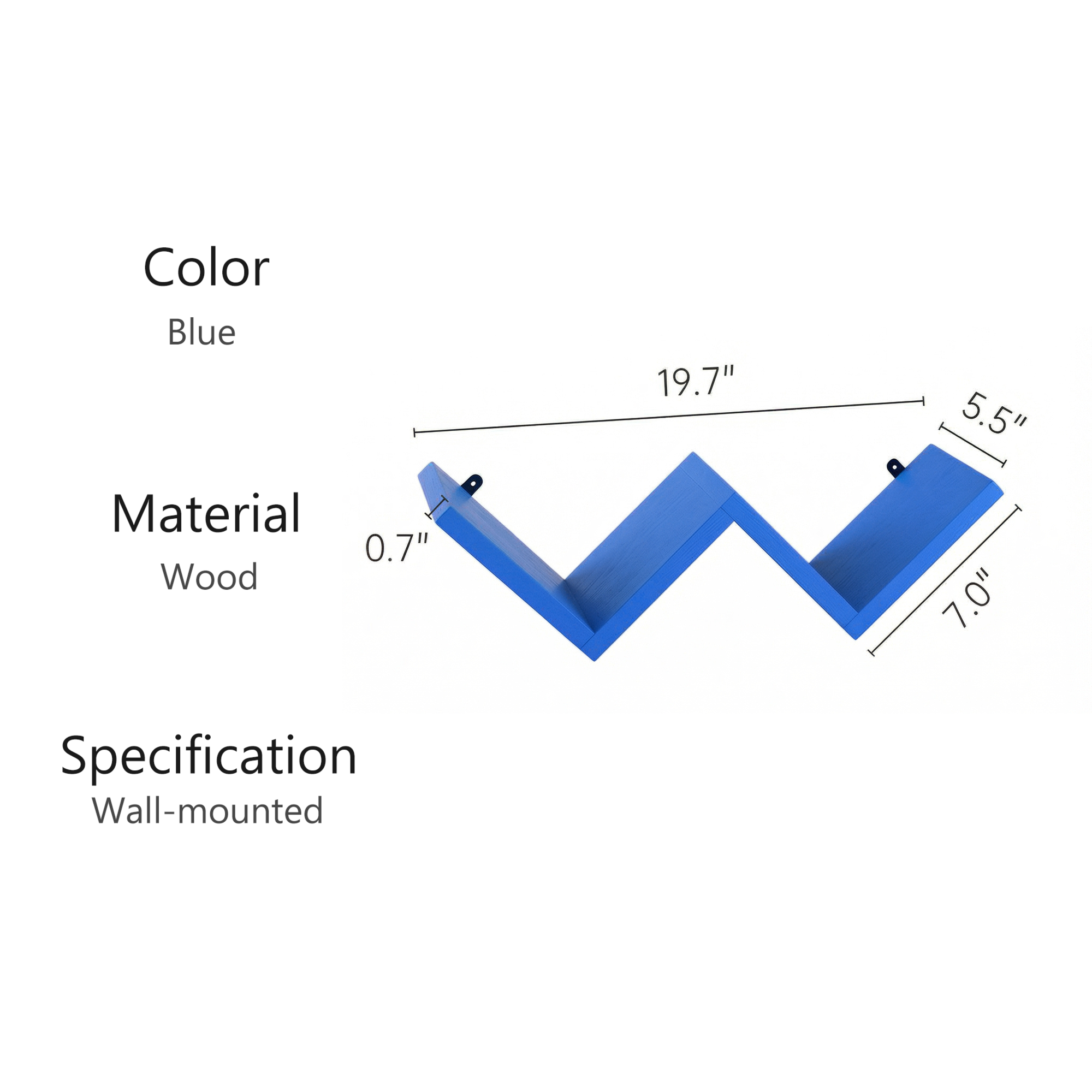 LUPUK DIY Modular W-Shape Wall Shelf (blue)，Set of 4 Wall Mounted Shelves