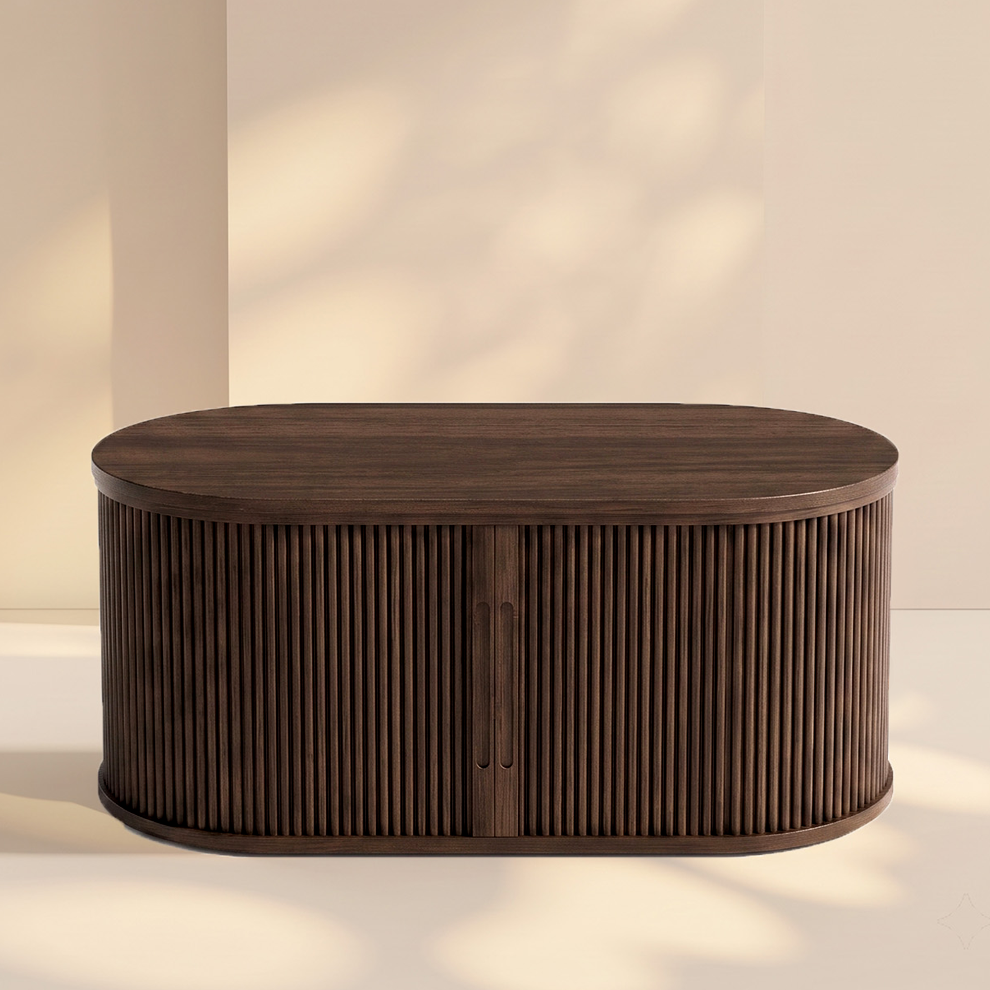 LUPUK Oval Fluted Lift Top Coffee Table