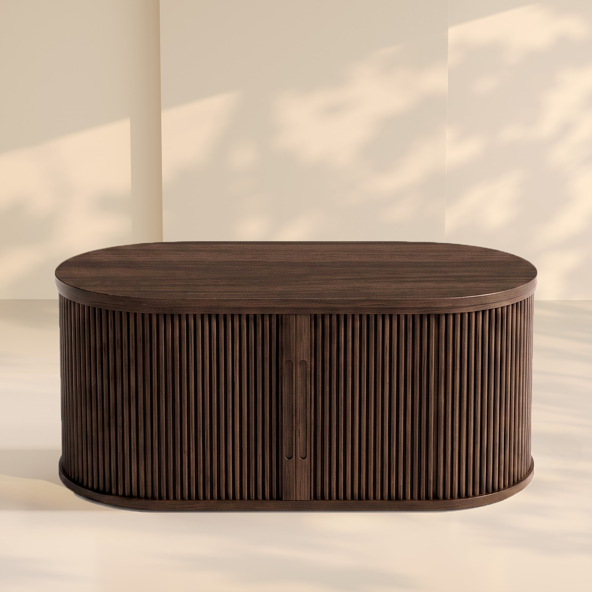 LUPUK Oval Fluted Lift Top Coffee Table