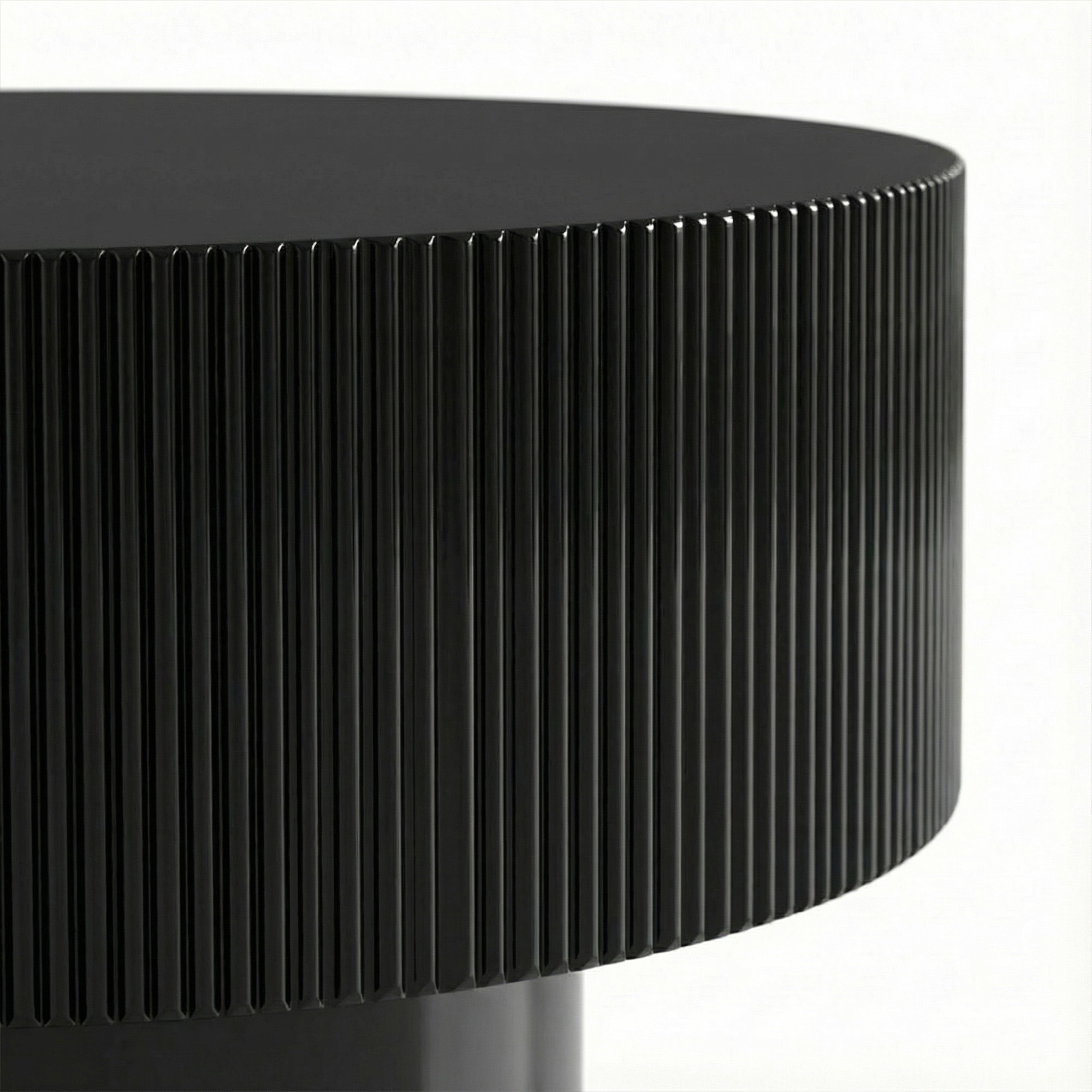 [Copy]Modern Round Coffee Table with Sturdy Base, Wood Sofa Center Tables for Living Room-Black