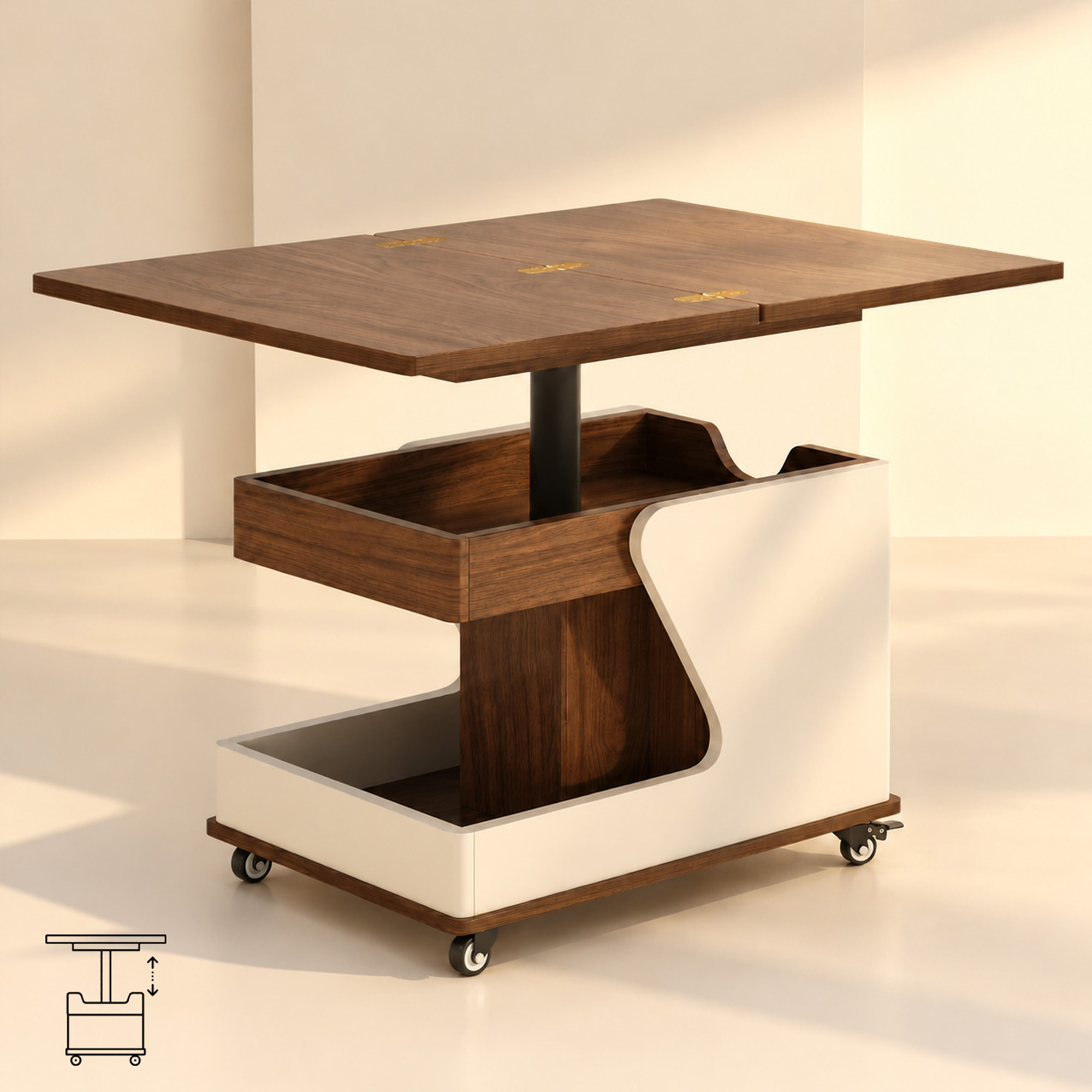 LUPUK Mobile Lift-Top Coffee Table with Expandable Tabletop