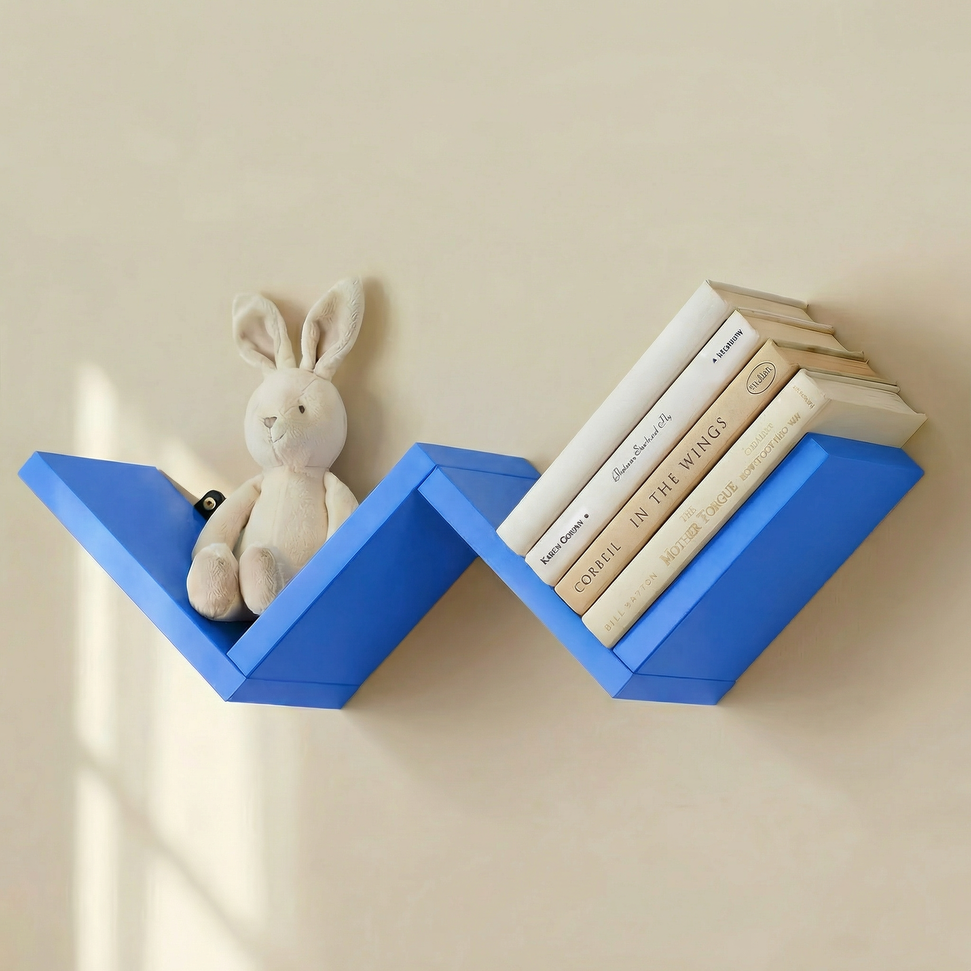 LUPUK DIY Modular W-Shape Wall Shelf (blue)，Set of 4 Wall Mounted Shelves
